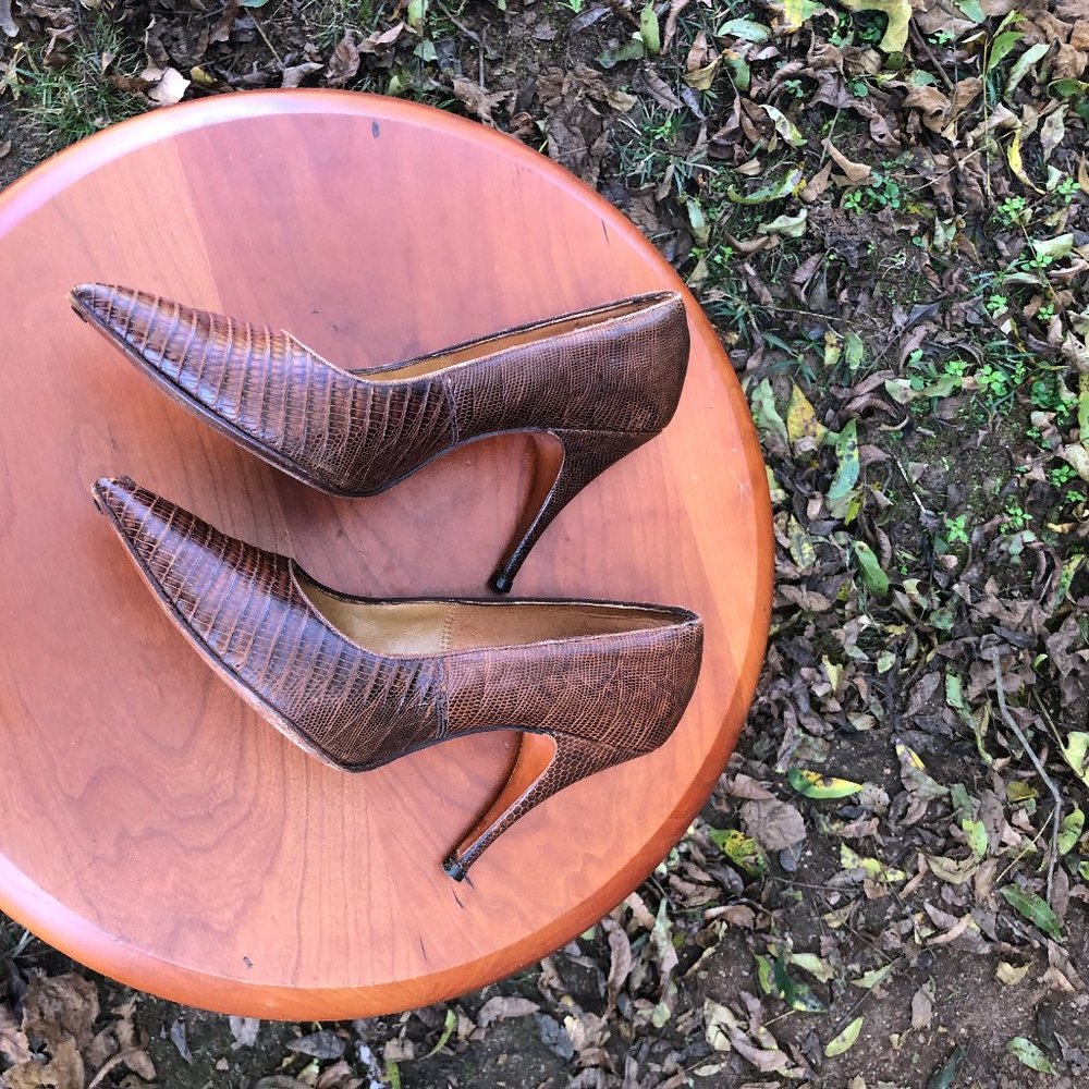 Vintage 1950s Alligator Lizard SO FINE Heels Pumps